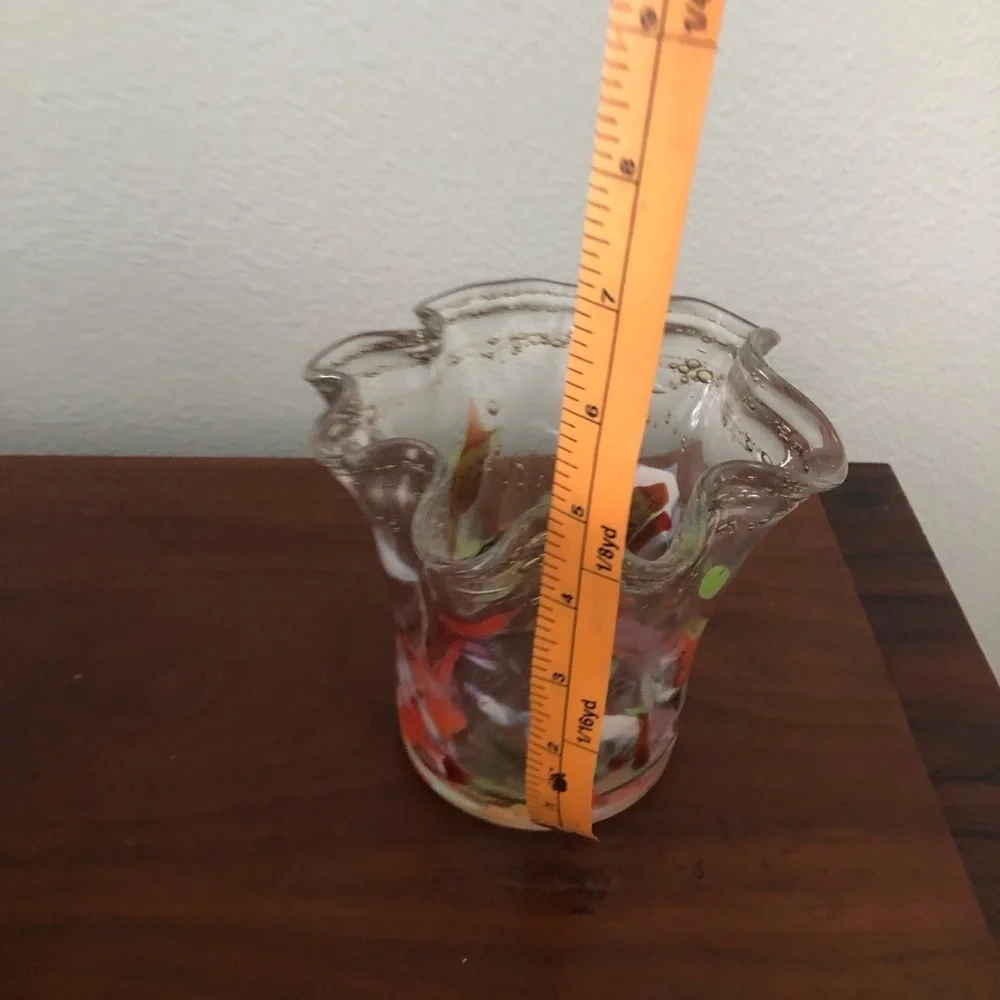 Stunning Vintage Art Glass Vase Candle Holder Gold